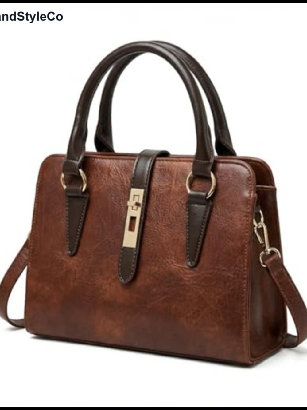 Vintage PU Leather Satchel Handbag Top Handle Crossbody Shoulder Bag